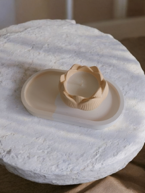 cuenco flor de loto con vela aromática