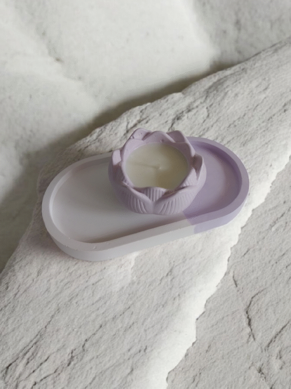 cuenco flor de loto con vela aromática