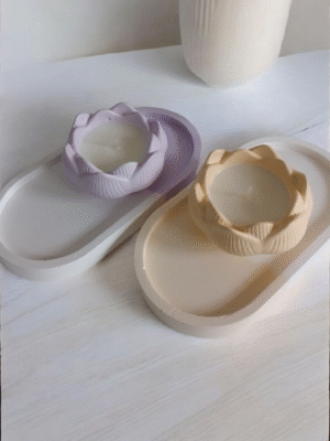 cuenco flor de loto con vela aromática