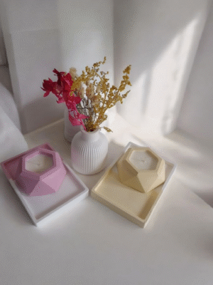 cuenco hexagonal con vela aromática